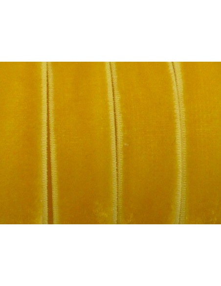 R-1m Ruban élastique plat velours 10mm jaune moutarde