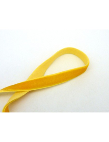 R-1m Ruban élastique plat velours 10mm jaune moutarde
