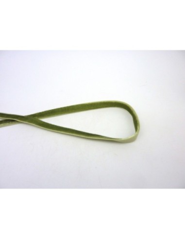 Ruban velours élastique plat 10mm vert amande