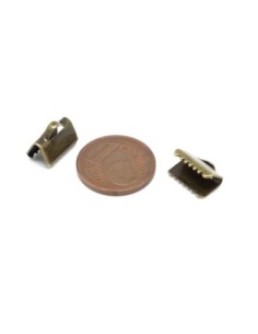 Embout griffe 10mm serre ruban, lacet, fil cordon en métal de couleur bronze lisse 2