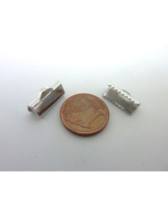 Embout griffe 13mm serre ruban, lacet, fil cordon en métal argenté lisse 2