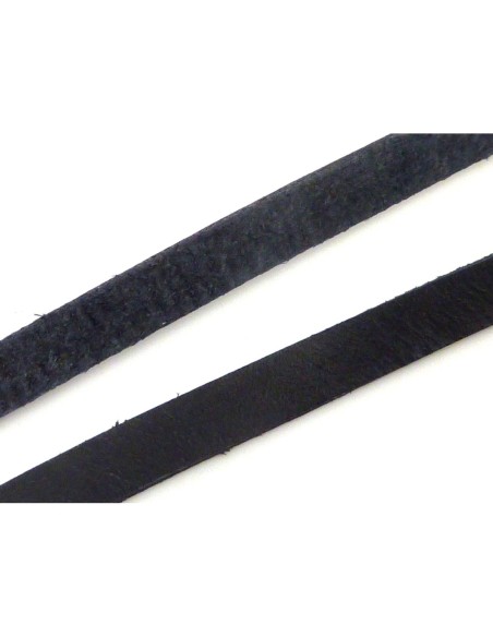 R-20cm Cuir plat largeur 7mm de couleur noir - CUIR VERITABLE
