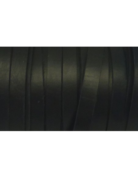 R-20cm Cuir plat largeur 7mm de couleur noir - CUIR VERITABLE