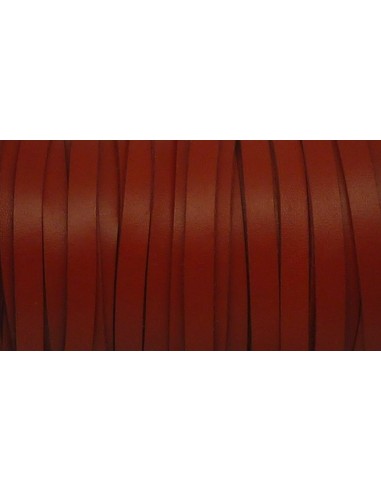 R-1m Cuir plat largeur 5mm de couleur rouge - CUIR VERITABLE