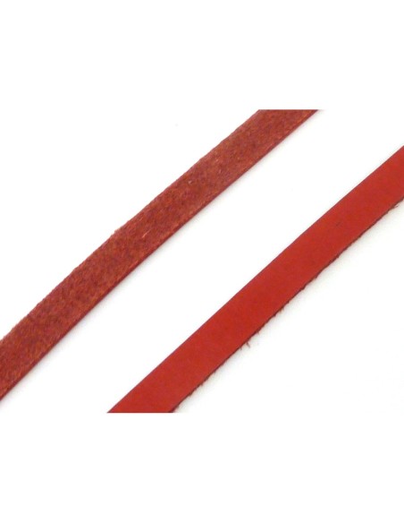 R-1m Cuir plat largeur 5mm de couleur rouge - CUIR VERITABLE