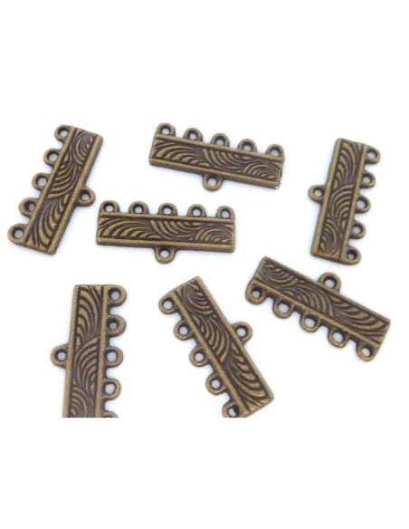 R-30 Embouts multi rangs ouvragé 5 fils 22,4mm pour cordon, fil en métal de couleur bronze