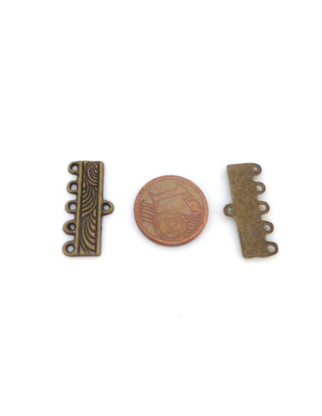 R-30 Embouts multi rangs ouvragé 5 fils 22,4mm pour cordon, fil en métal de couleur bronze