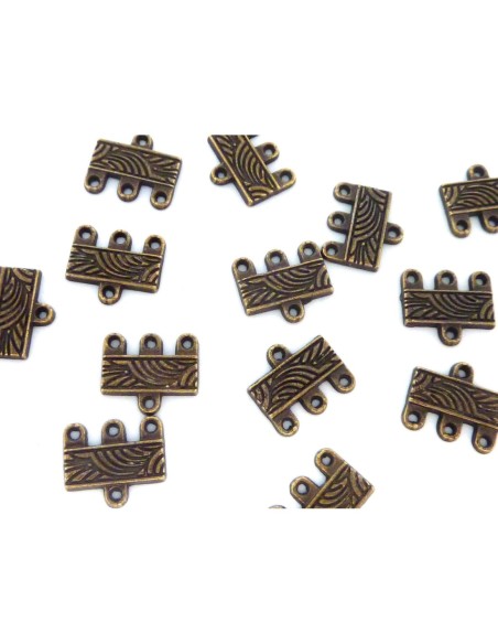 Embout multi-rang pour 3 cordons cuir 1mm en métal de couleur bronze