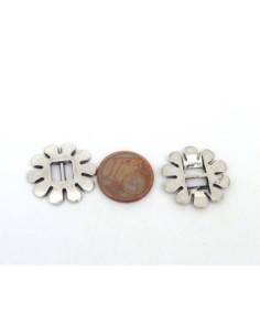 5 Perles passant boucle fleur 20mm en métal argenté 2