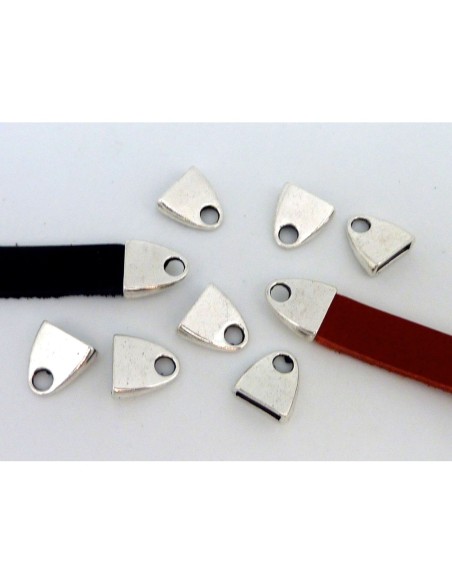 10 Embouts pour lanière de 10mm en métal argenté lisse