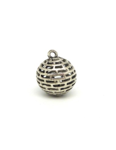 R-Pendentif boule filigrane et motif strie avec...