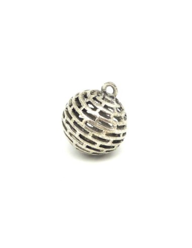 R-Pendentif boule filigrane et motif strie avec...