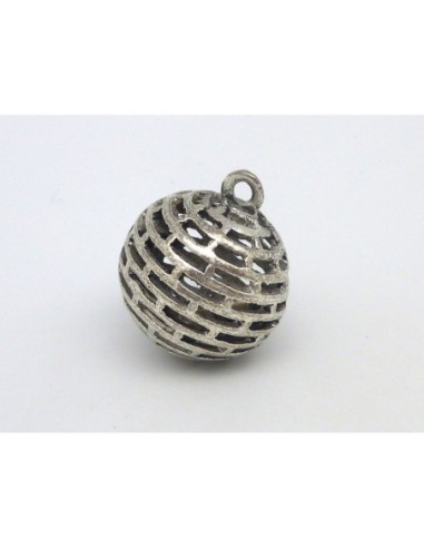 R-Pendentif boule filigrane et motif strie avec...