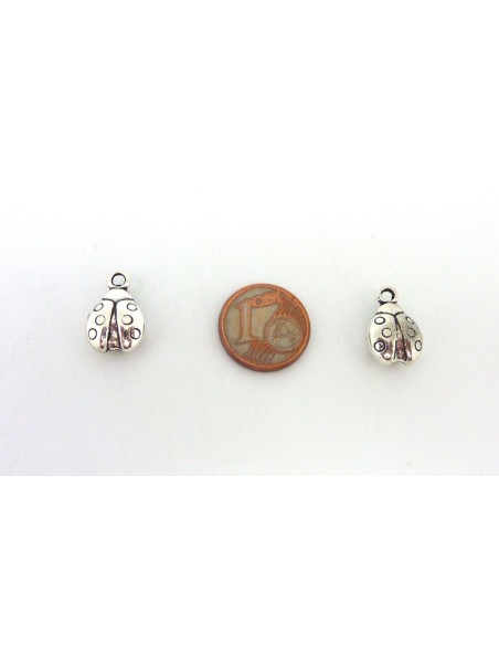 R-20 breloques coccinelle 15mm en métal argenté