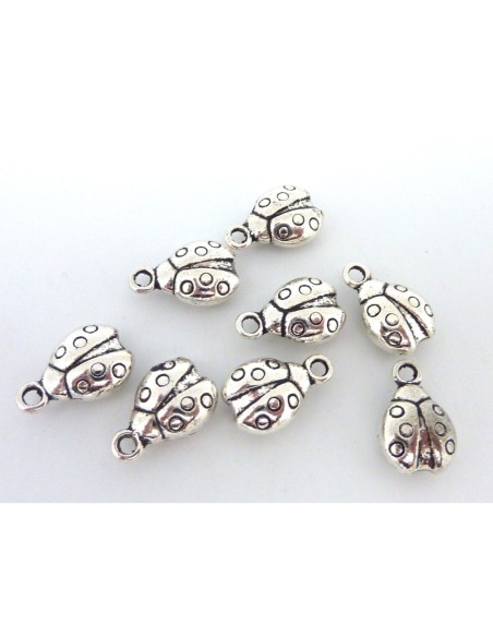R-20 breloques coccinelle 15mm en métal argenté