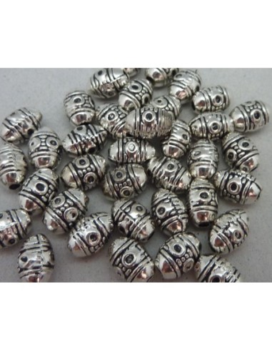 20 Perles connecteur 5,9mm tube, olive gravé de...