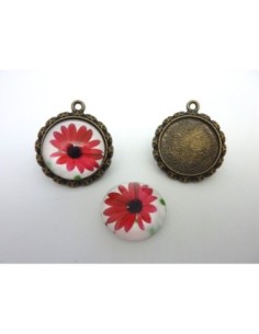 Pendentif marguerite en verre avec support cabochon