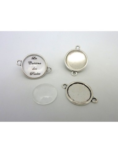 Support cabochon connecteur argenté de 20mm