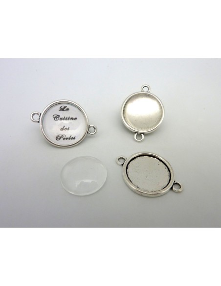Support cabochon connecteur argenté de 20mm