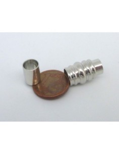 Fermoir aimanté tube cylindrique strié pour cordon de 5,5mm en métal argenté 2