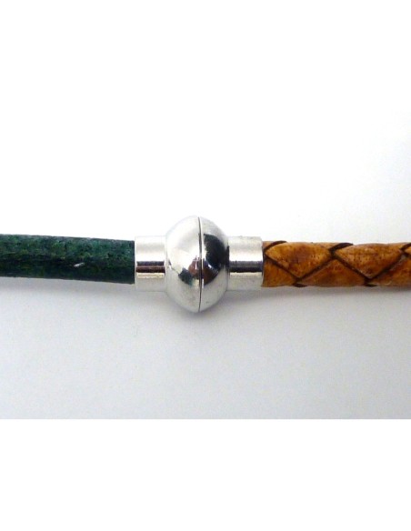 Fermoir aimanté sphère en métal argenté pour cordon de 5mm