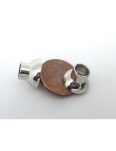 Fermoir aimanté sphère en métal argenté pour cordon de 5mm 2