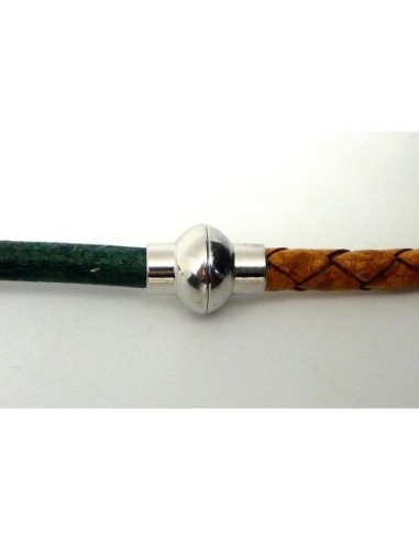 Fermoir aimanté sphère en métal argenté pour cordon de 5mm