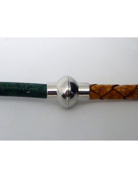 Fermoir aimanté sphère en métal argenté pour cordon de 5mm