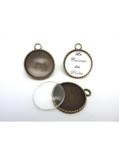 Cabochon verre plus pendentif de 30mm de diamètre