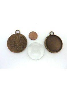 Cabochon verre plus pendentif de 30mm de diamètre 2
