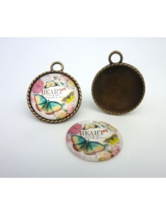 Grand Support cabochon pendentif 40,7mm rond en métal de...