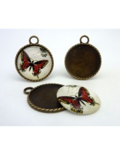 R-Grand Support cabochon pendentif 40,7mm rond en métal...