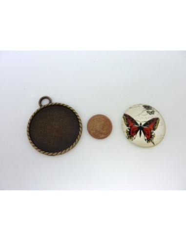 R-Grand Support cabochon pendentif 40,7mm rond...