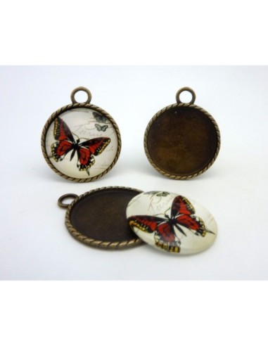 R-Grand Support cabochon pendentif 40,7mm rond...
