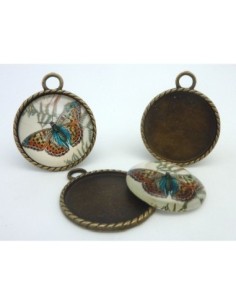 R-Grand Support cabochon pendentif 40,7mm rond en métal...