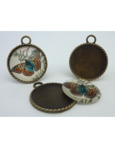 R-Grand Support cabochon pendentif 40,7mm rond...
