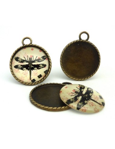 R-Grand Support cabochon pendentif 40,7mm rond...