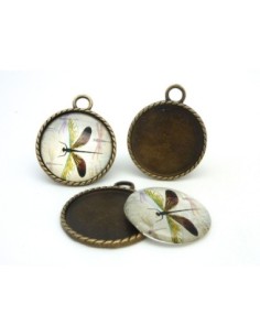 R-Grand Support cabochon pendentif 40,7mm rond en métal...