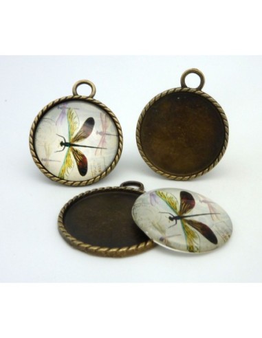 R-Grand Support cabochon pendentif 40,7mm rond...