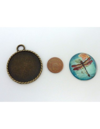 Grand Support cabochon pendentif 40,7mm rond en...