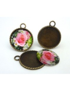 R-Grand Support cabochon pendentif 40,7mm rond en métal...