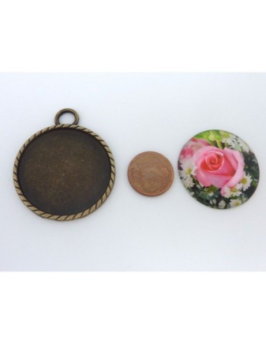 R-Grand Support cabochon pendentif 40,7mm rond...