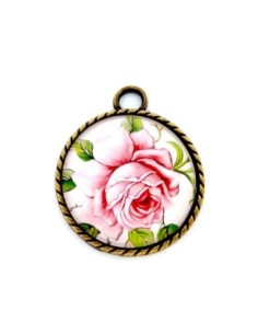 Support cabochon plus cabochon fleur en métal de couleur bronze