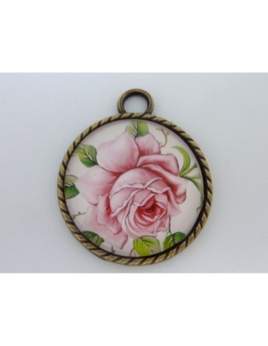 Support cabochon plus cabochon fleur en métal de couleur bronze