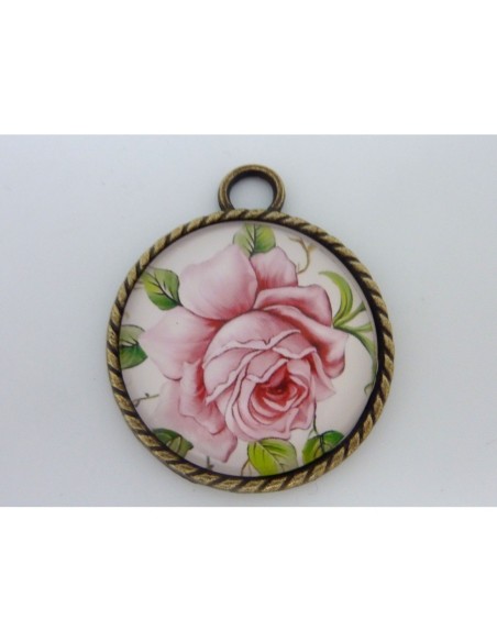 Support cabochon plus cabochon fleur en métal de couleur bronze