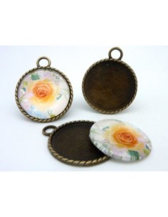 R-Grand Support cabochon pendentif 40,7mm rond en métal...
