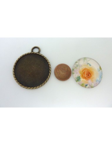 R-Grand Support cabochon pendentif 40,7mm rond...
