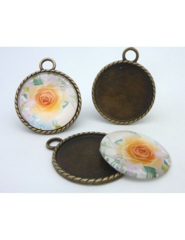 R-Grand Support cabochon pendentif 40,7mm rond...