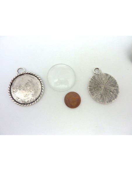 Support cabochon pas cher et son cabochon en verre 30mm