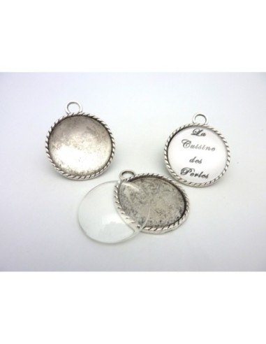 R-Grand Support cabochon pendentif 40,7mm rond...